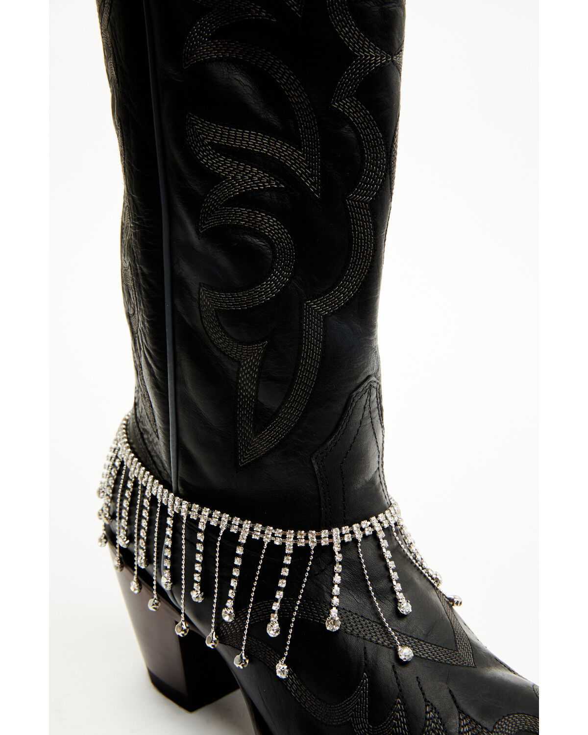 Image #1 - Boot Barn Women's Rhinestone Studded Fringe Boot Jewelry, Silver, hi-res