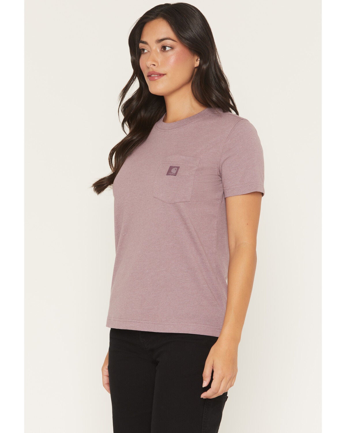 Image #2 - Carhartt Women's Relaxed Fit Lightweight Short Sleeve Pocket Work Tee, Berry, hi-res