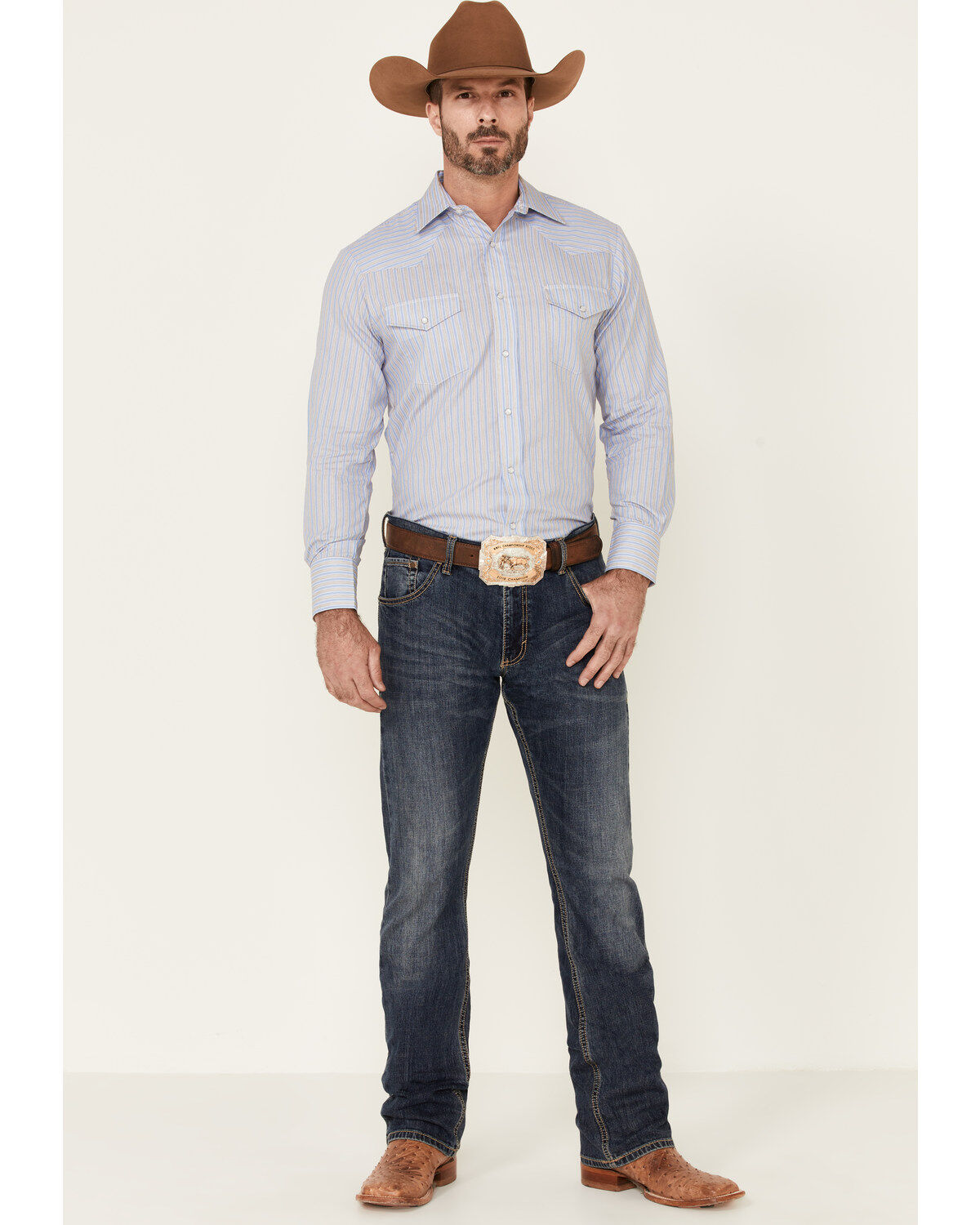 Image #2 - Roper Men's Classic Striped Long Sleeve Pearl Snap Western Shirt, , hi-res