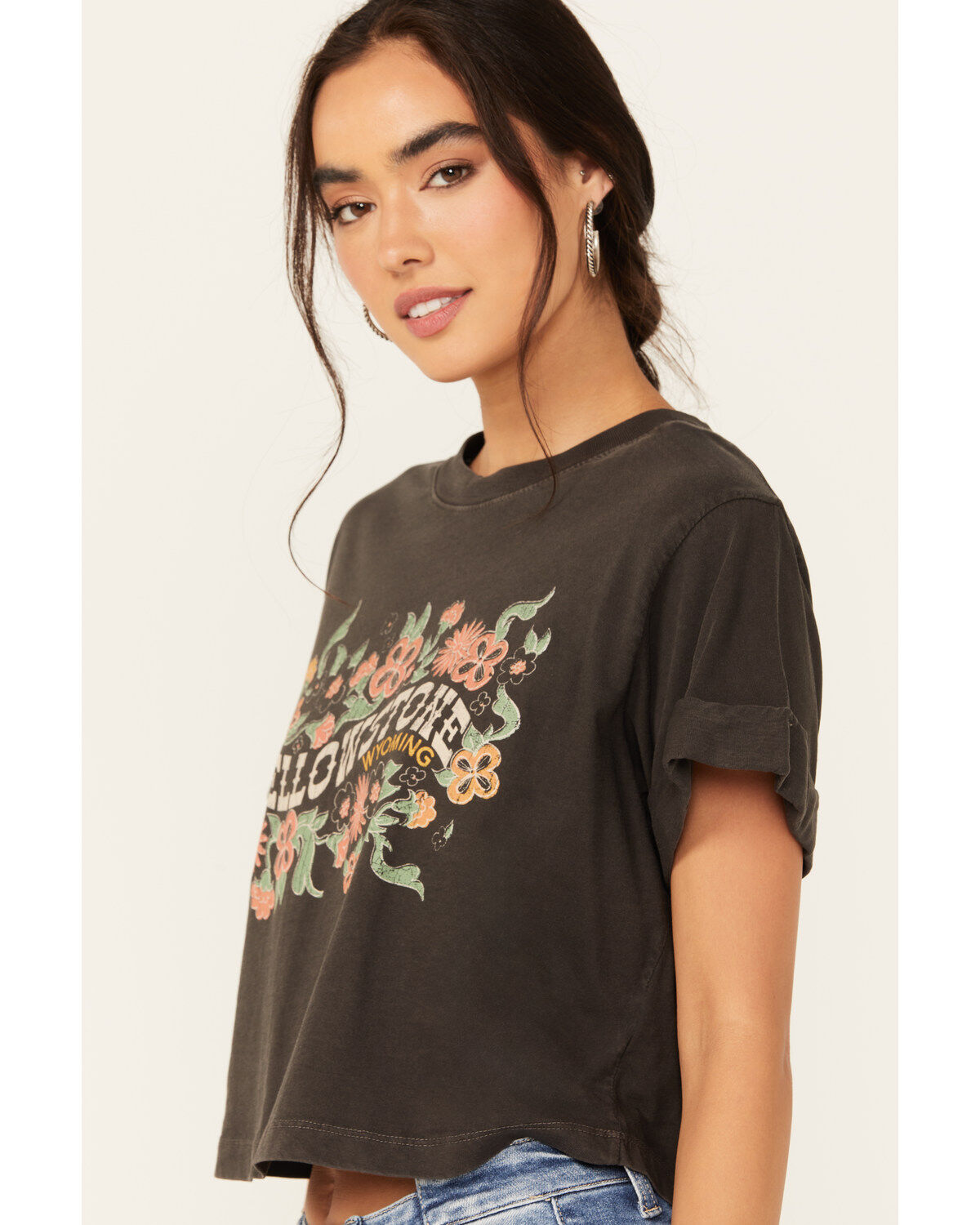 Image #2 - Girl Dangerous Women's Yellowstone Short Sleeve Cropped Graphic Tee, Black, hi-res