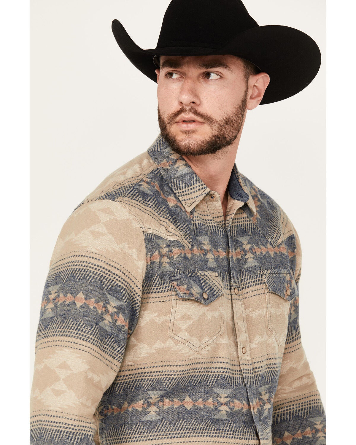 Image #2 - Cody James Men's Arrow Bear Southwestern Print Long Sleeve Snap Western Shirt - Tall, Tan, hi-res