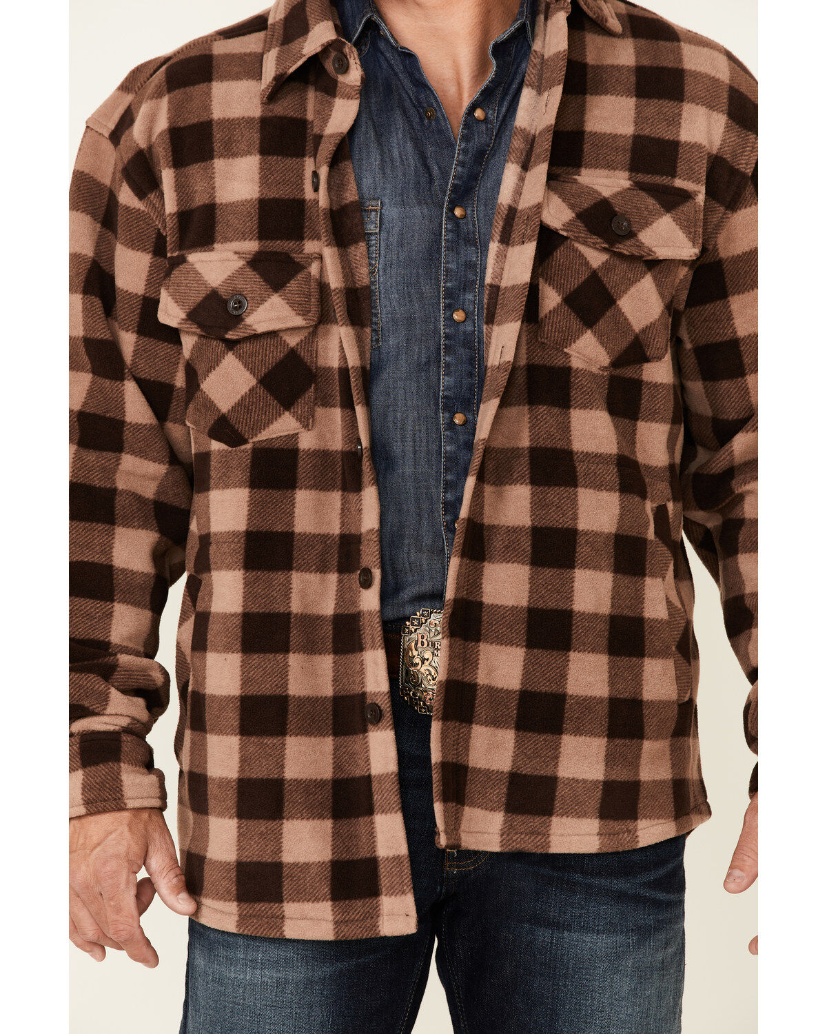 Image #3 - Outback Trading Co Men's Plaid Long Sleeve Button-Down Western Flannel Shirt, Lt Brown, hi-res