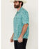 Image #2 - Wrangler Men's Conversation Print Short Sleeve Snap Western Shirt, Turquoise, hi-res