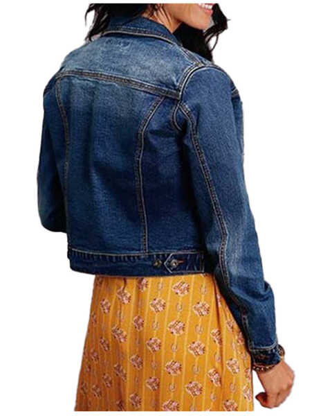 Stetson Women's Stretch Denim Welt Pocket Button-Front Jacket , Blue, hi-res