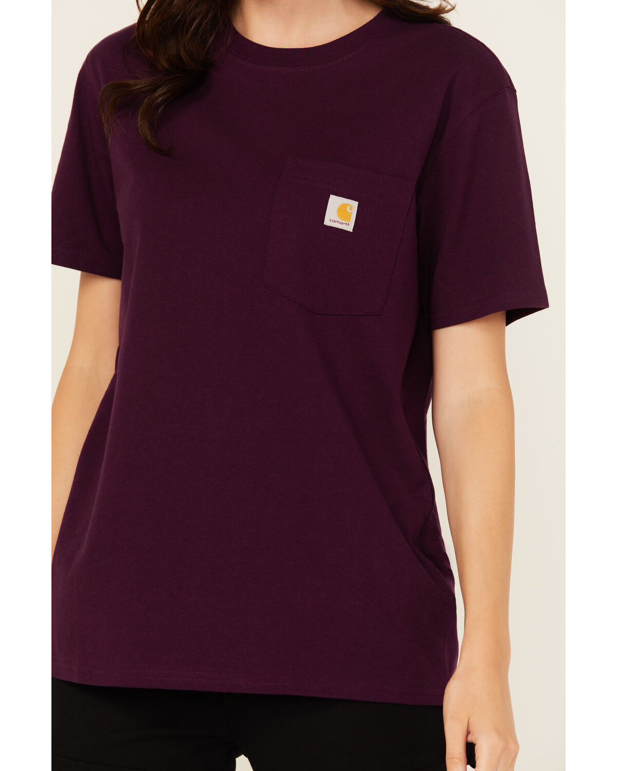 Image #3 - Carhartt Women's Loose Fit Heavyweight Short Sleeve Pocket Tee, Purple, hi-res