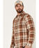 Image #2 - Brothers and Sons Men's Plaid Print Long Sleeve Button Down Flannel Shirt, Dark Brown, hi-res