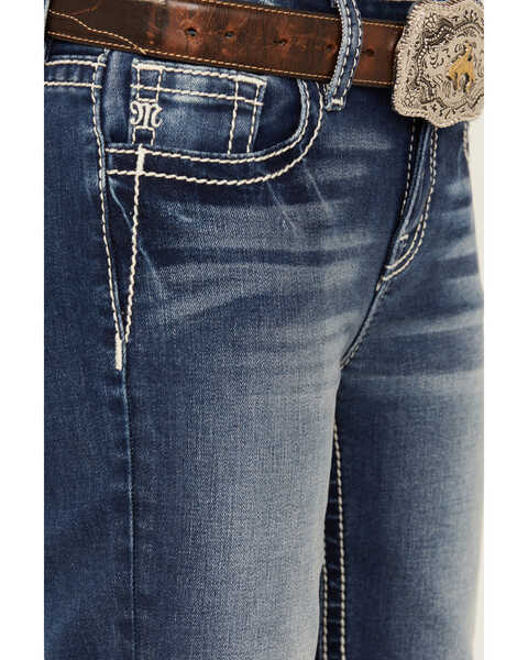 Image #4 - Miss Me Girls' Medium Wash Border Print Stretch Bootcut Jeans , Blue, hi-res
