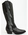 Image #2 - Italian Cowboy Women's Bolt Overlay Tall Western Boots - Snip Toe, Dark Grey, hi-res