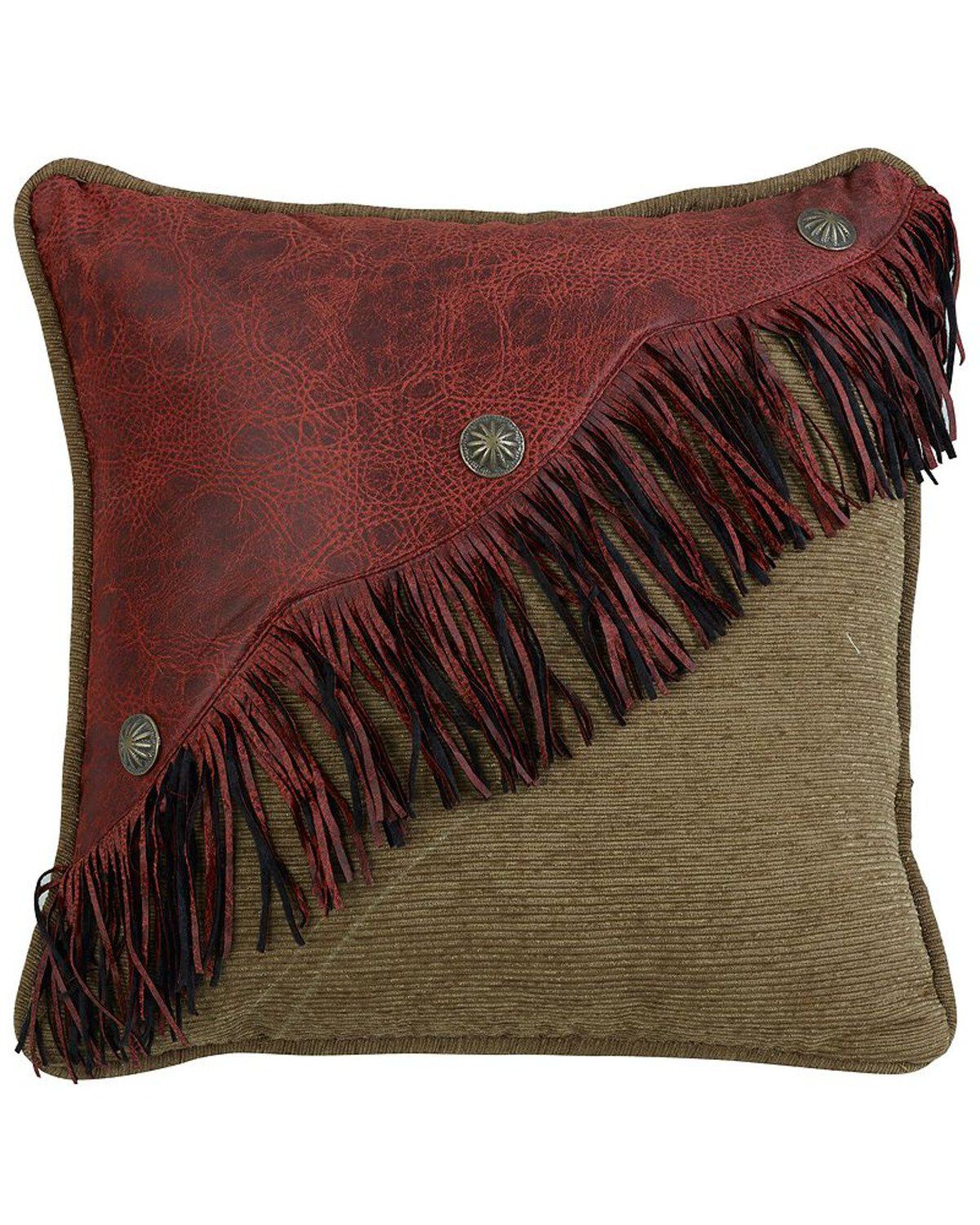 Image #1 - HiEnd Accents San Angelo Faux Leather & Fringe Pillow, Multi, hi-res