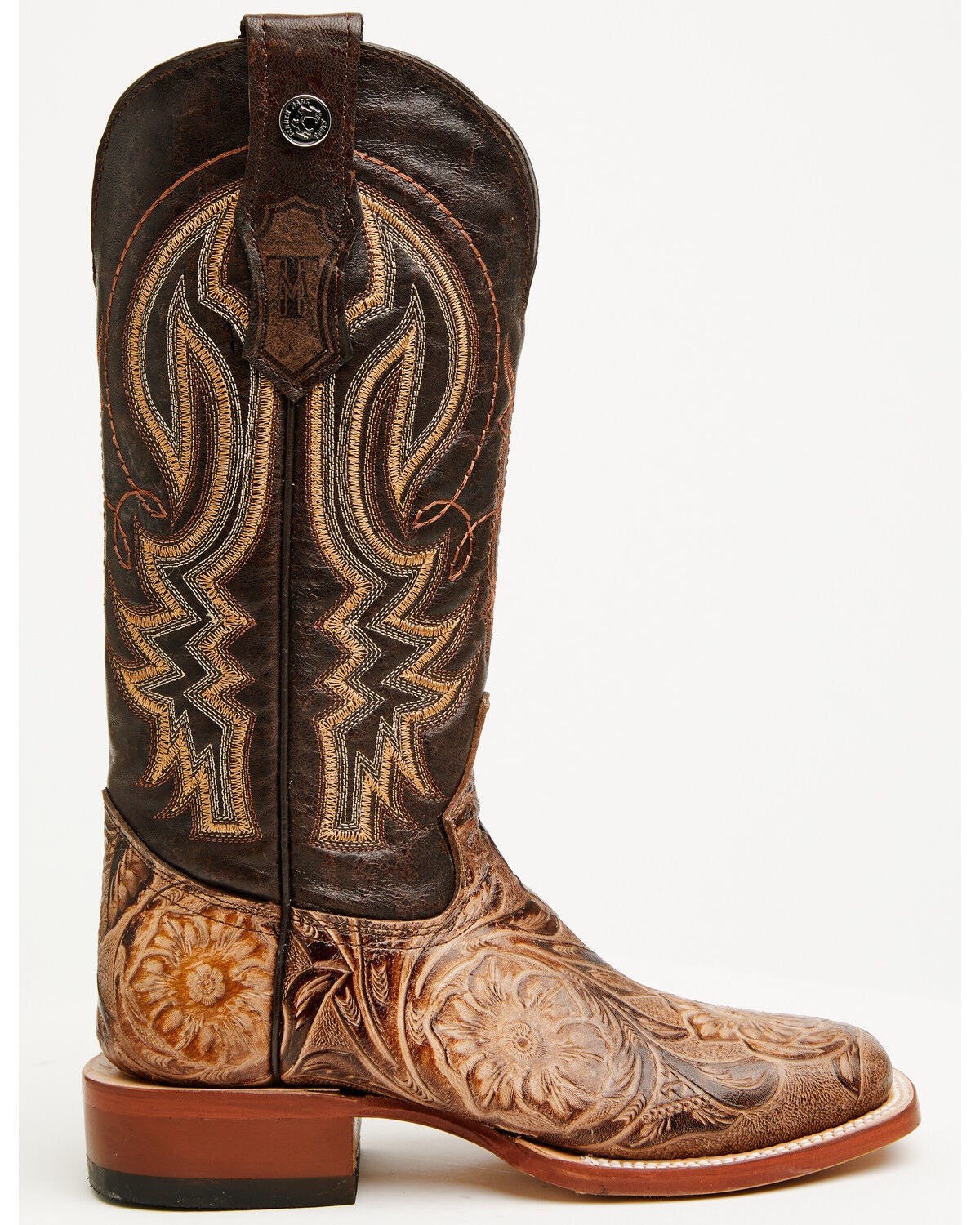 Image #2 - Tanner Mark Women's Jungle Tooled Tall Western Boots - Broad Square Toe, Brown, hi-res