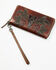 Image #1 - Idyllwind Women's Lenora Painted Longhorn Tooled Leather Wallet, Brown, hi-res