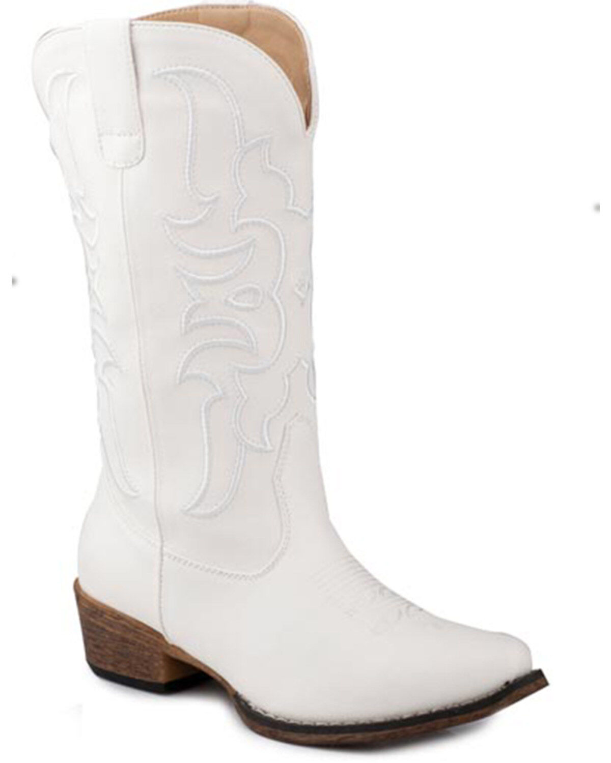 Image #1 - Roper Women's Riley Cord Western Boots - Snip Toe, White, hi-res