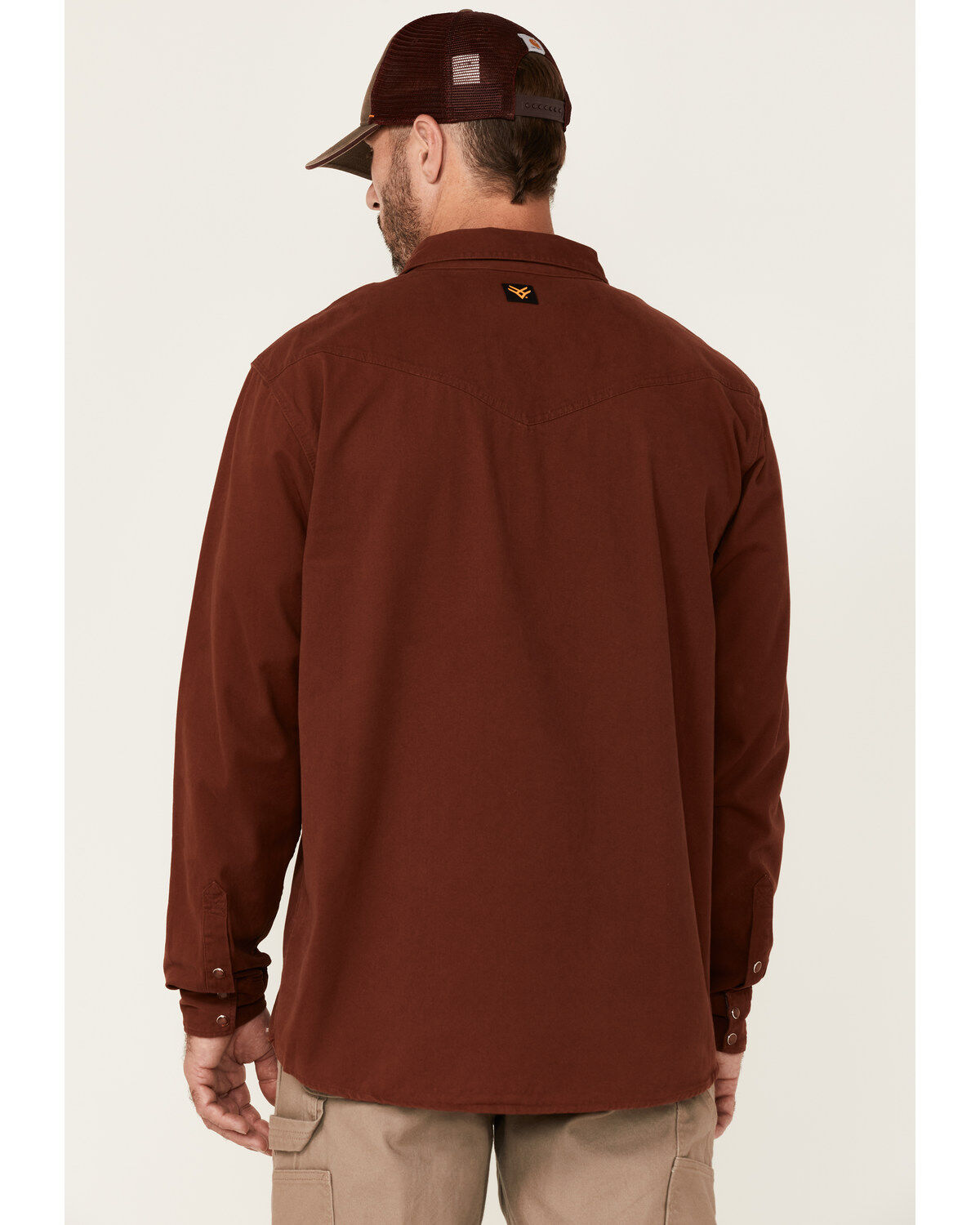 Image #4 - Hawx Men's Solid Mahogany Twill Snap Long Sleeve Work Shirt - Tall, Mahogany, hi-res