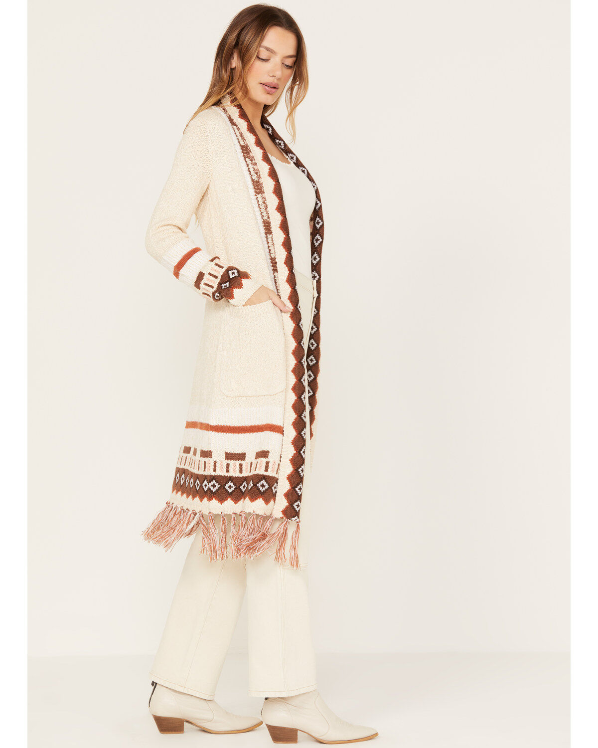 Image #2 - Shyanne Women's Southwestern Border Knit Maxi Cardigan, , hi-res