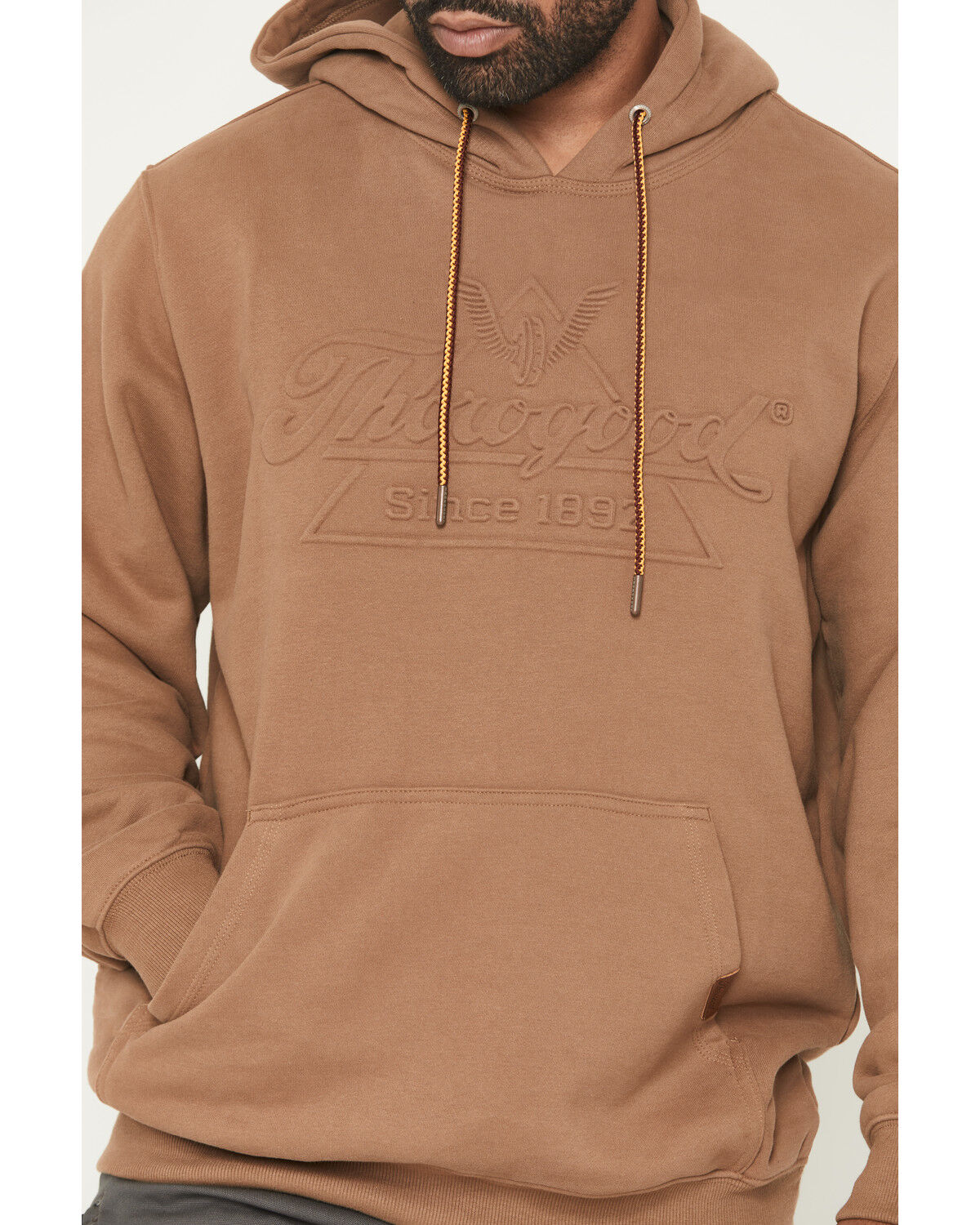 Image #3 - Thorogood Men's Solid Embossed Logo Hooded Sweatshirt, Khaki, hi-res