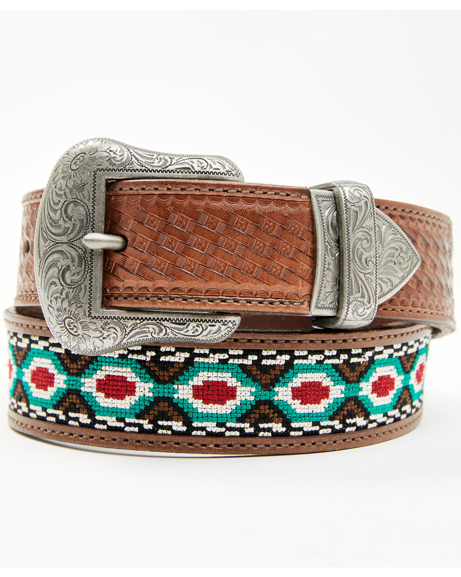 Product Name: Cody James Men's Mexican Flag Strap Leather Belt