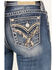 Image #2 - Miss Me Women's Dark Wash Mid Rise 34" Bootcut Stretch Denim Jeans, Dark Wash, hi-res