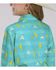 Image #2 - Roper Girls' Summer II Conversation Print Long Sleeve Snap Western Shirt, Turquoise, hi-res