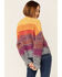 Beyond the Radar Women's Sunset Striped Multicolored Crewneck Sweater, Mustard, hi-res