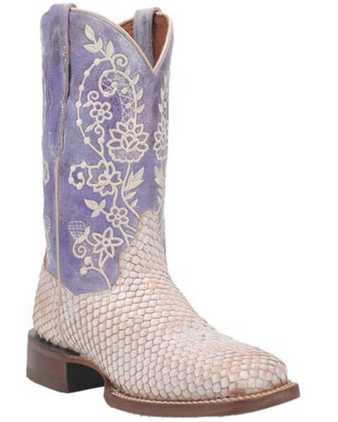 Dan Post Women's White Sands Western Boots - Broad Square Toe , White, hi-res