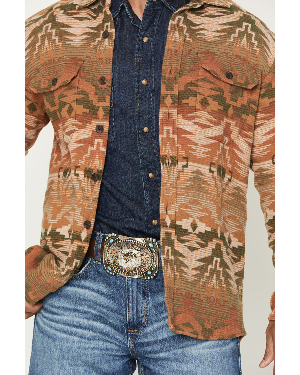 Image #3 - Pendleton Men's Driftwood Printed Button-Down Shirt Jacket, Olive, hi-res