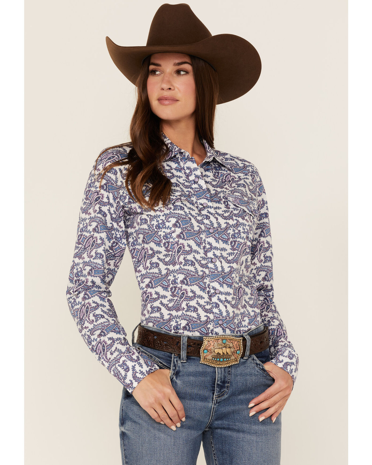 Cinch purple on sale paisley shirt
