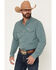 Image #2 - Ferrell Men's Tek Solid Short Sleeve Pearl Snap Stretch Performance Western Shirt, Blue, hi-res