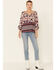 Bila Women's Ava Floral Border Print 3/4 Sleeve Peasant Top, Red/white/blue, hi-res