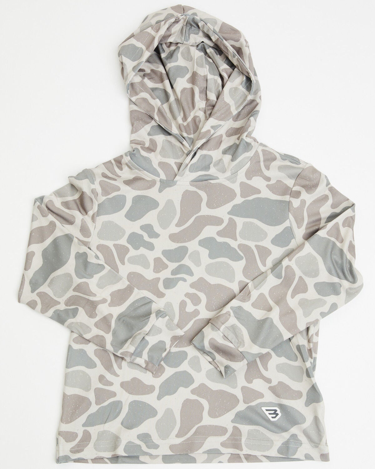 Burlebo Boys' Toddler Camo Print Hooded Stretch Performance Shirt, Camouflage, hi-res