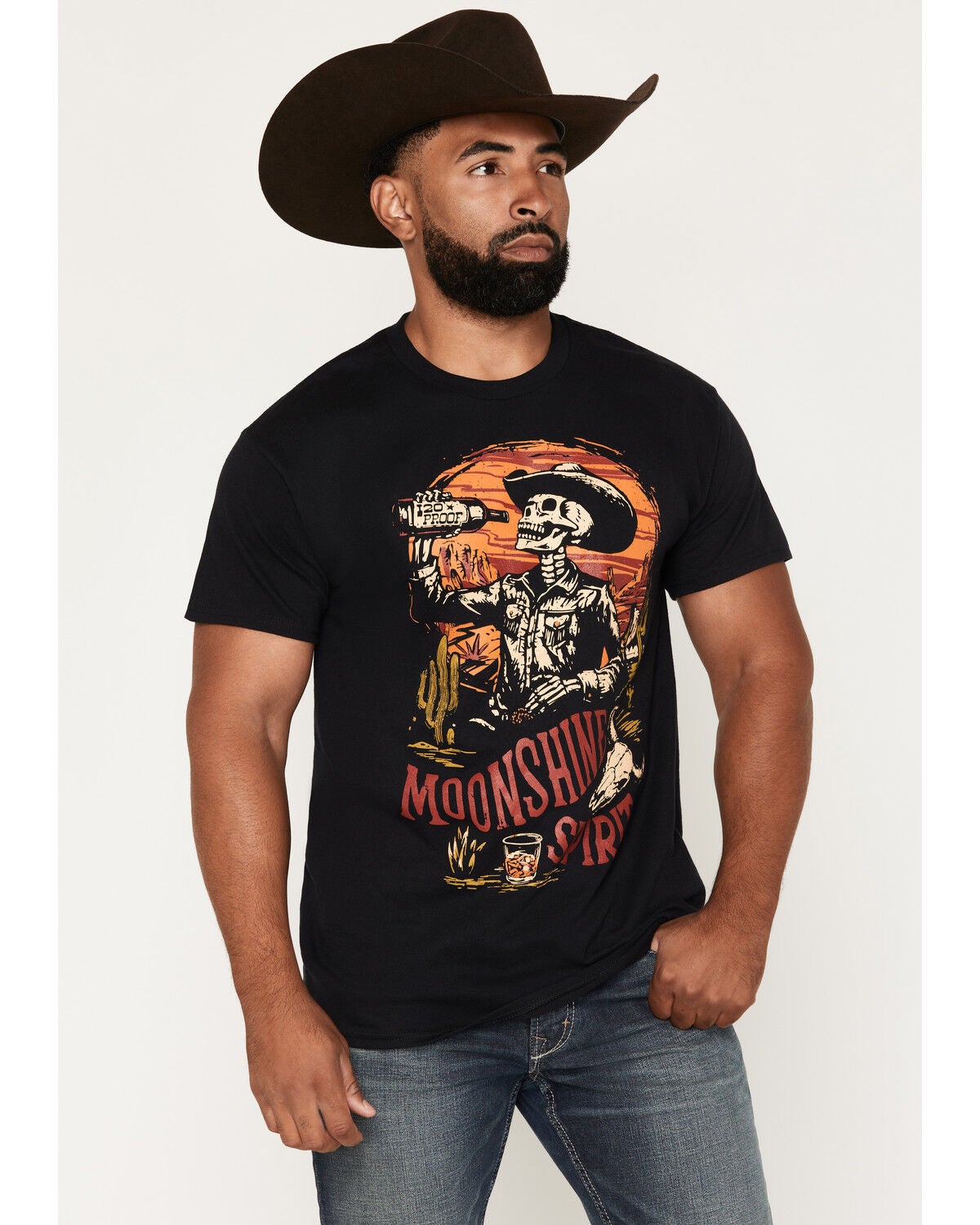 Image #1 - Moonshine Spirit Men's Desert Moonshine Short Sleeve Graphic T-Shirt, Black, hi-res