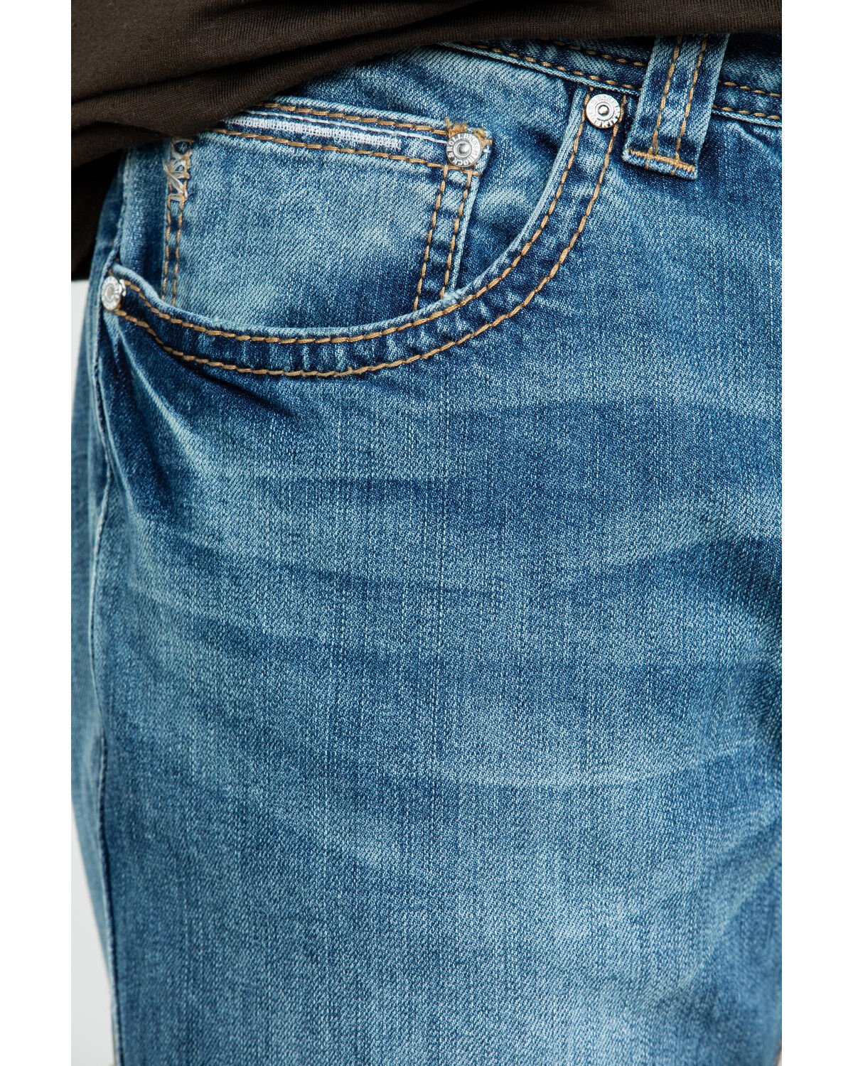 Image #4 - Rock & Roll Denim Men's Pistol Vintage Med Stretch Straight Jeans, Blue, hi-res