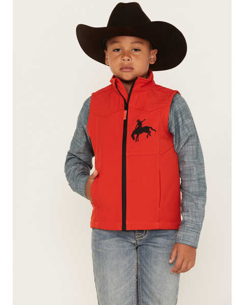 Cody James Toddler Boys' Embroidered Zip Front Softshell Vest, Orange, hi-res