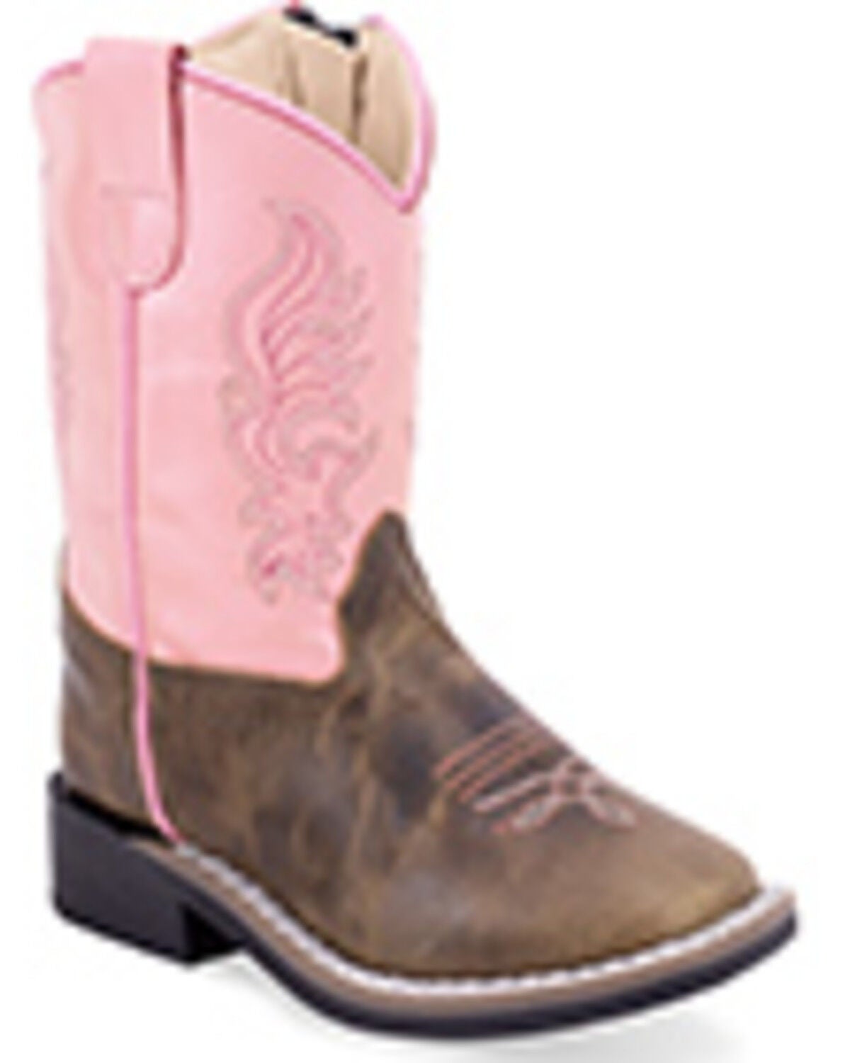 Old West Toddler Girls' Western Boots - Broad Square Toe, Pink, hi-res