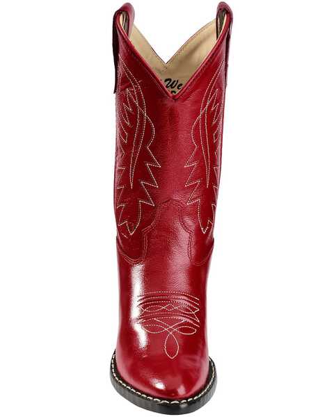 Old West Girls' Red Leather Western Boots - Pointed Toe, , hi-res