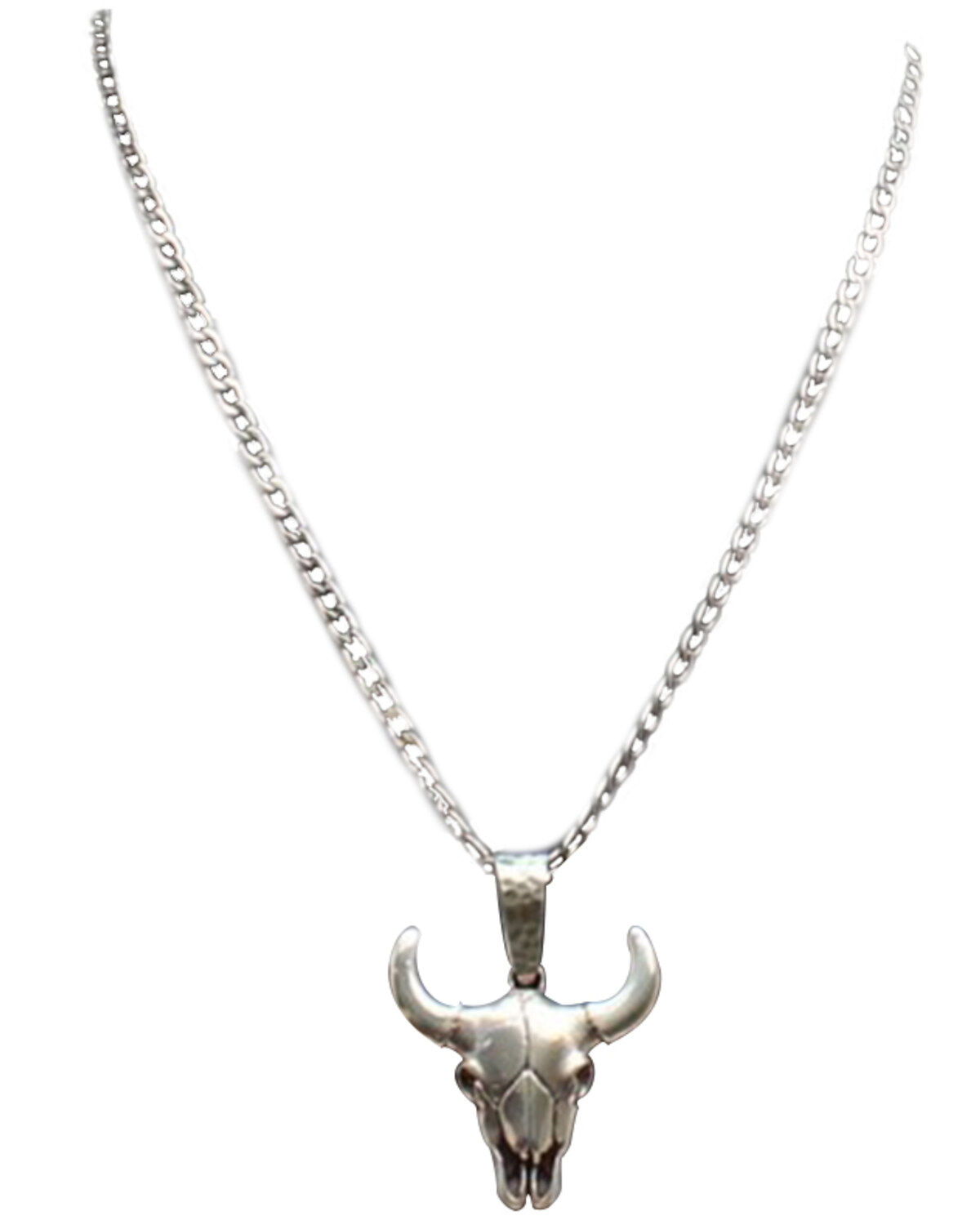 Image #1 - Twister Men's Silver Longhorn Necklace, Silver, hi-res