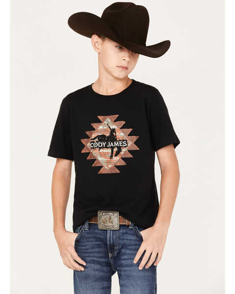 Cody James Boys' Southwestern Logo Graphic T-Shirt, Black, hi-res
