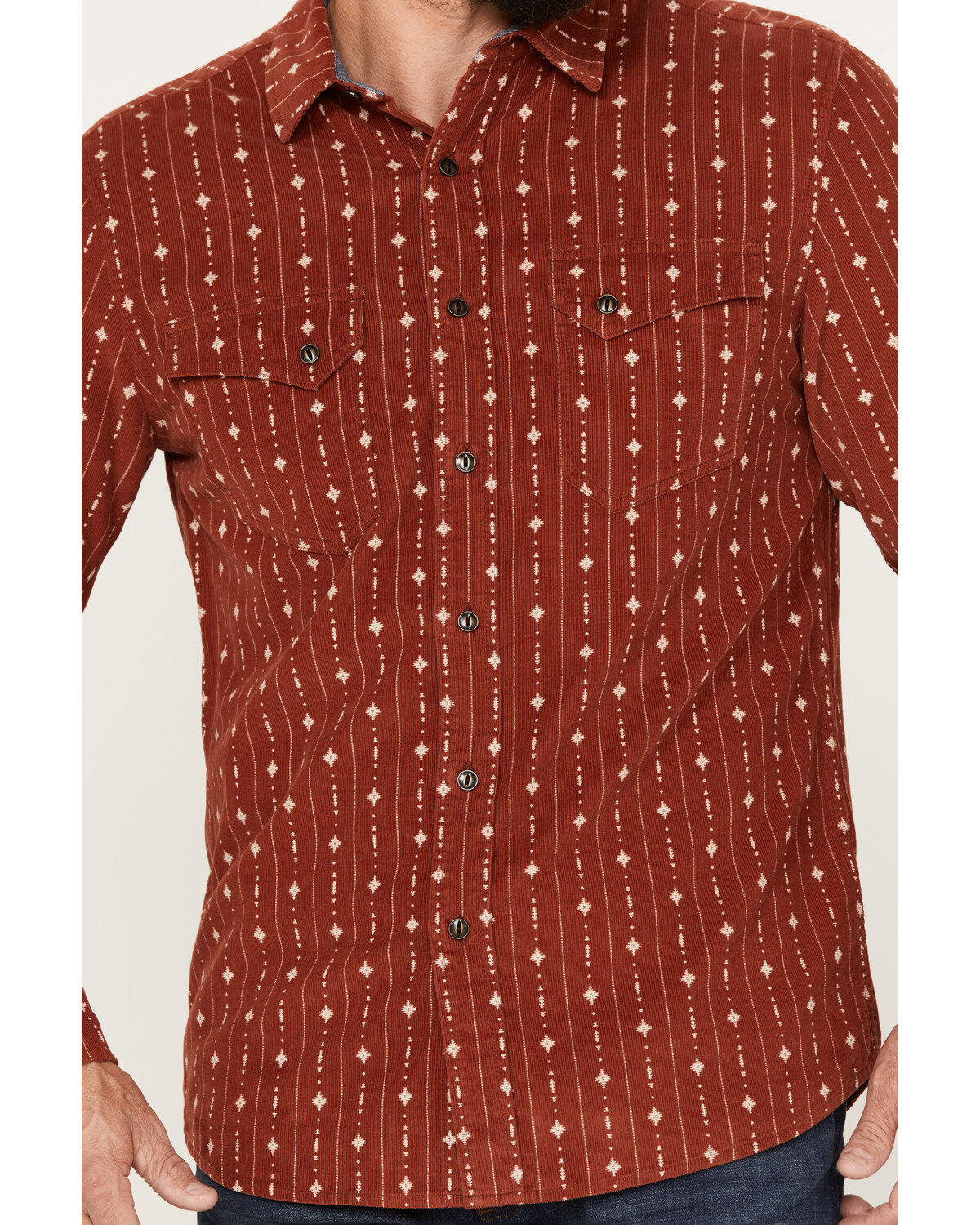 Image #3 - Pendleton Men's Corduroy Long Sleeve Western Snap Shirt, Rust Copper, hi-res