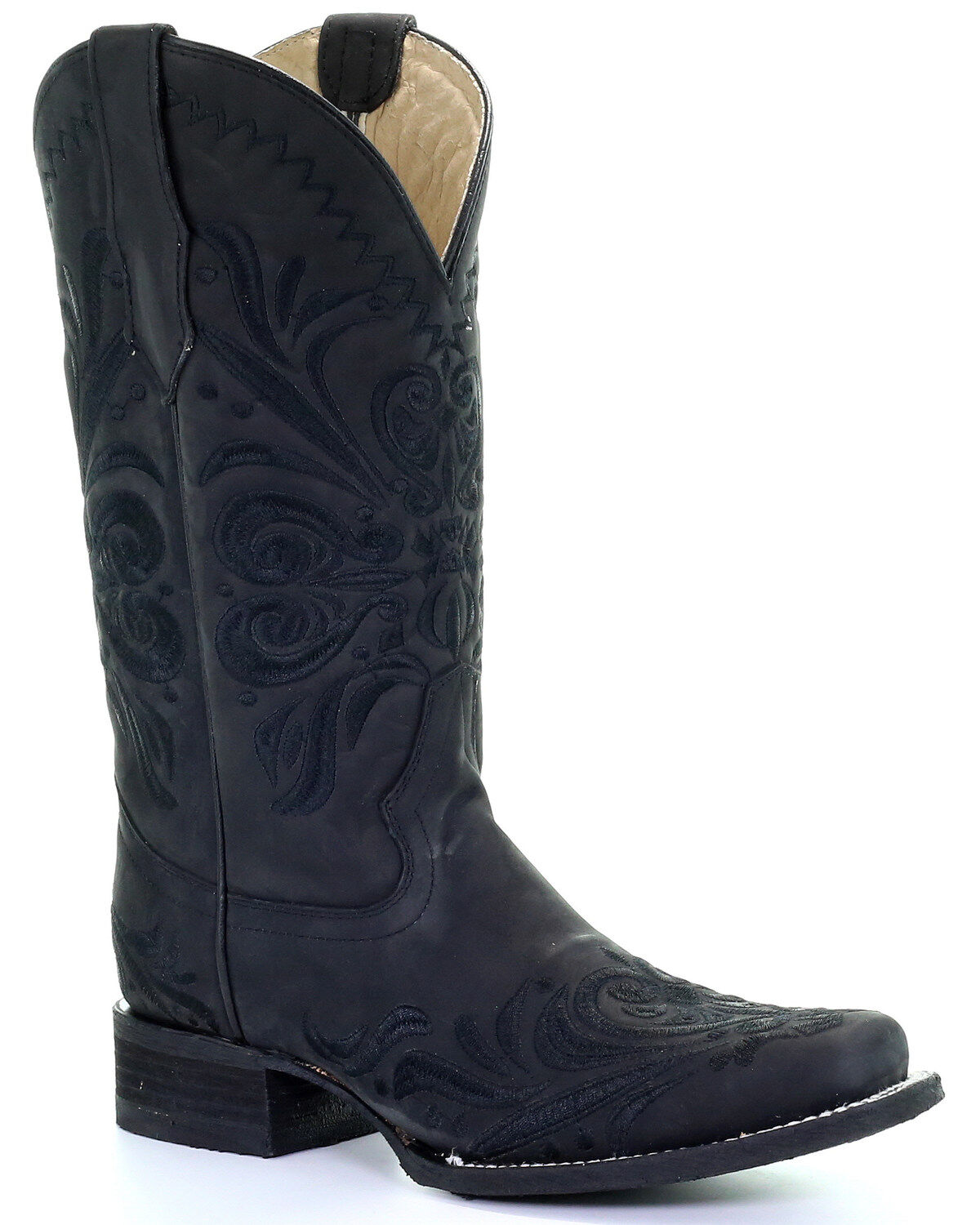 womens black square toe cowboy boots
