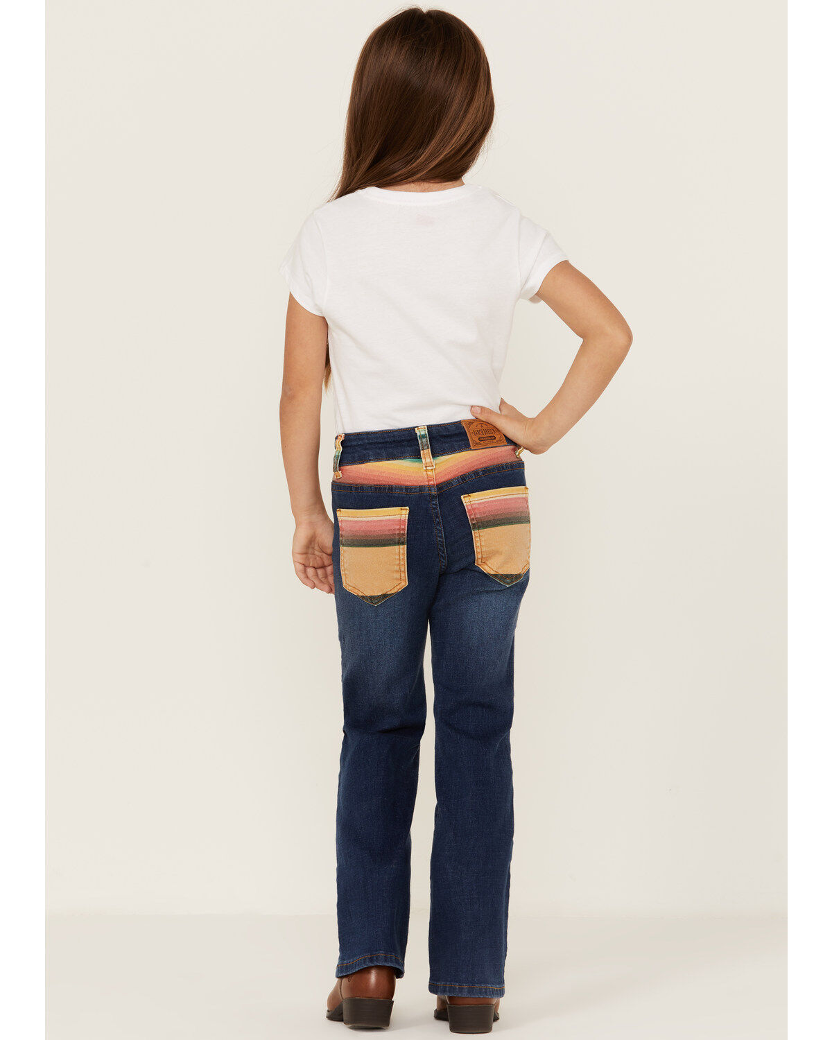 Image #3 - Ranch Dress'n Girls' Medium Wash Serape Pocket Stretch Regular Bootcut Jeans, Blue, hi-res