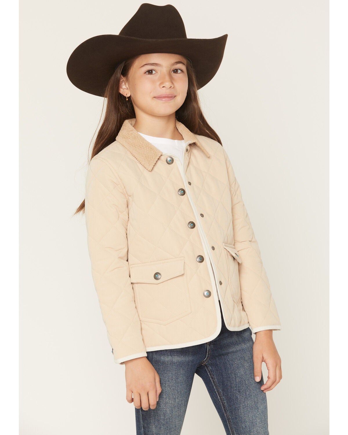 Shyanne Girls' Lilbet Quilted Snap Jacket, Khaki, hi-res