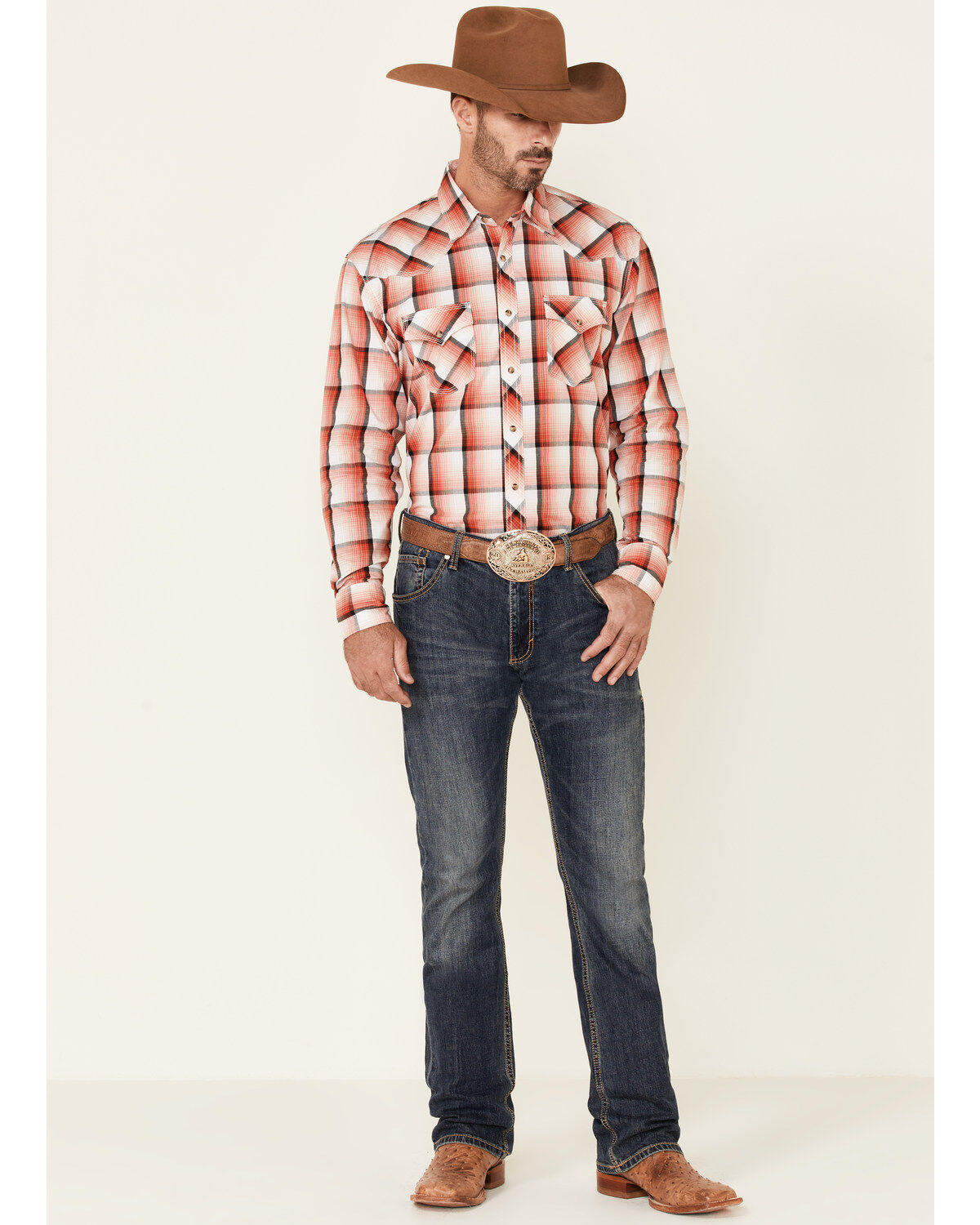 Image #2 - Wrangler 20X Men's Advanced Comfort Large Plaid Print Long Sleeve Snap Western Shirt, , hi-res