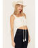 Shyanne Women's Tie Front Sweater Tank, White, hi-res