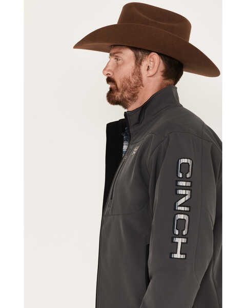 Cinch Men's Solid Logo Sleeve Zip-Front Softshell Jacket , Grey, hi-res