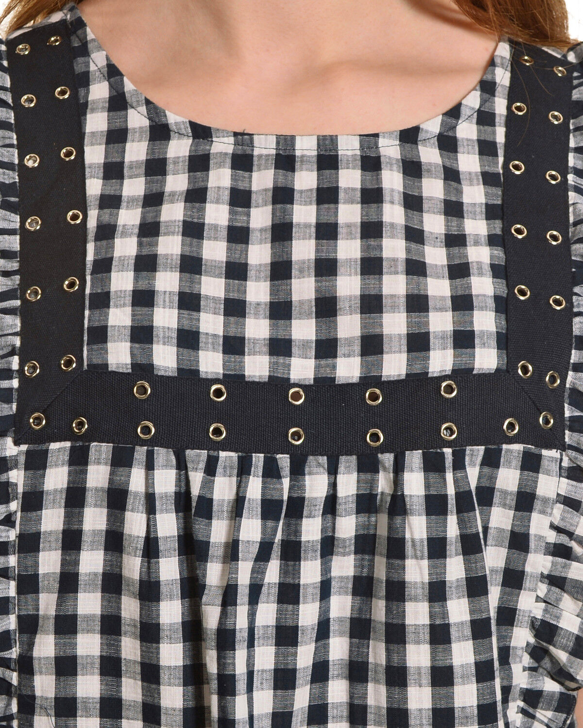 Image #2 - New Direction Sport Women's Black Plaid Gromets Top , , hi-res