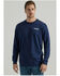 Image #2 - Wrangler Men's FR Skull Flag Long Sleeve Graphic T-Shirt, Navy, hi-res
