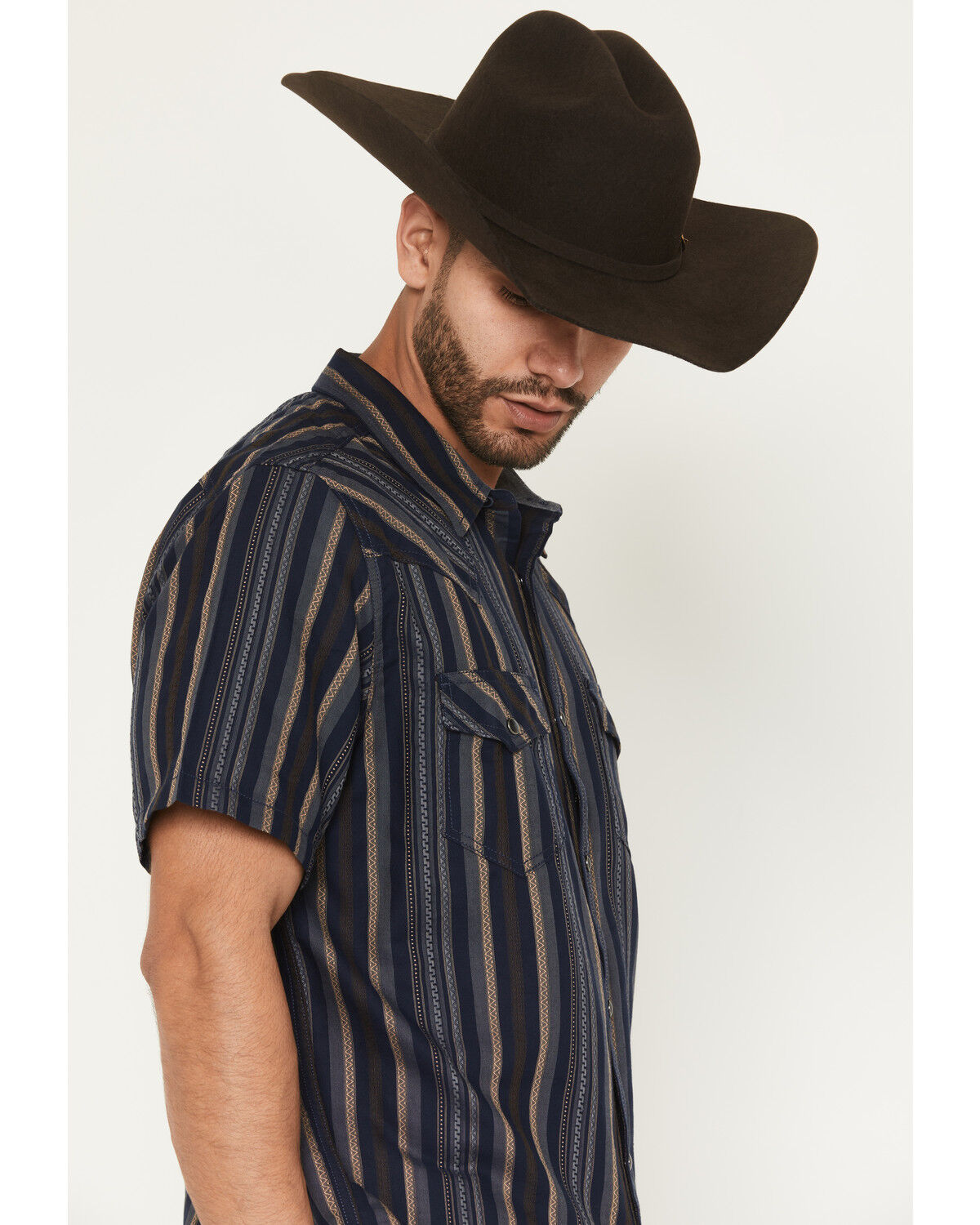 Cody James Men's Highland Rim Striped Print Short Sleeve Snap Western Shirt