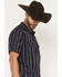 Image #2 - Cody James Men's Highland Rim Striped Print Short Sleeve Snap Western Shirt, Navy, hi-res