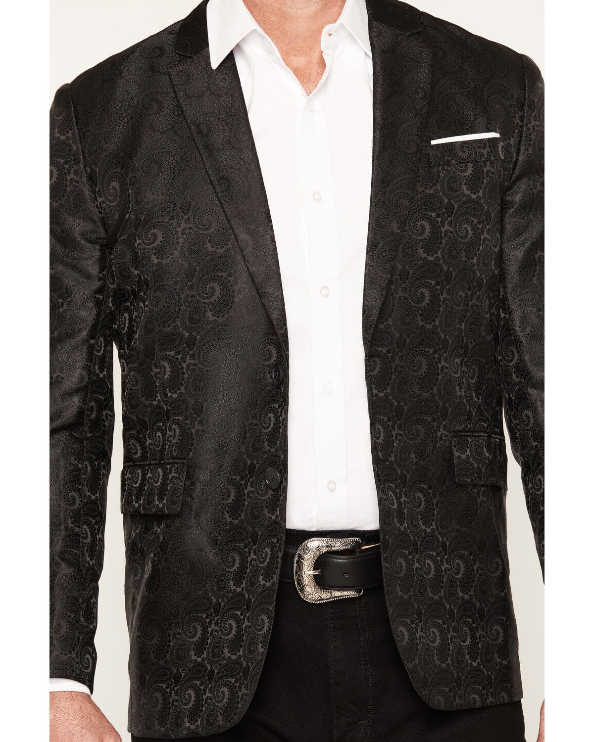 Image #3 - Rock & Roll Denim Men's Paisley Print Satin Sportcoat, Black, hi-res