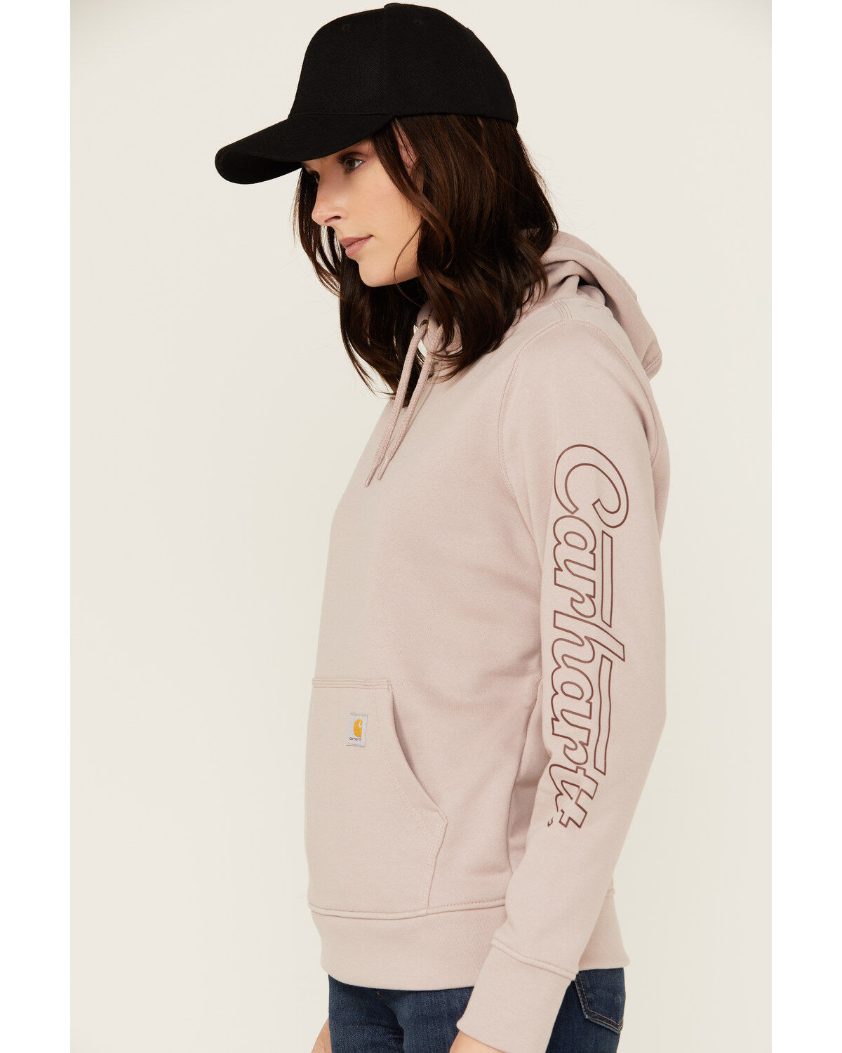 Image #3 - Carhartt Women's Rain Defender® Relaxed Fit Midweight Hooded Sweatshirt, Mauve, hi-res