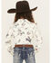 Image #4 - Shyanne Girls' Conversation Print Long Sleeve Button-Down Faux Suede Western Shirt, Ivory, hi-res